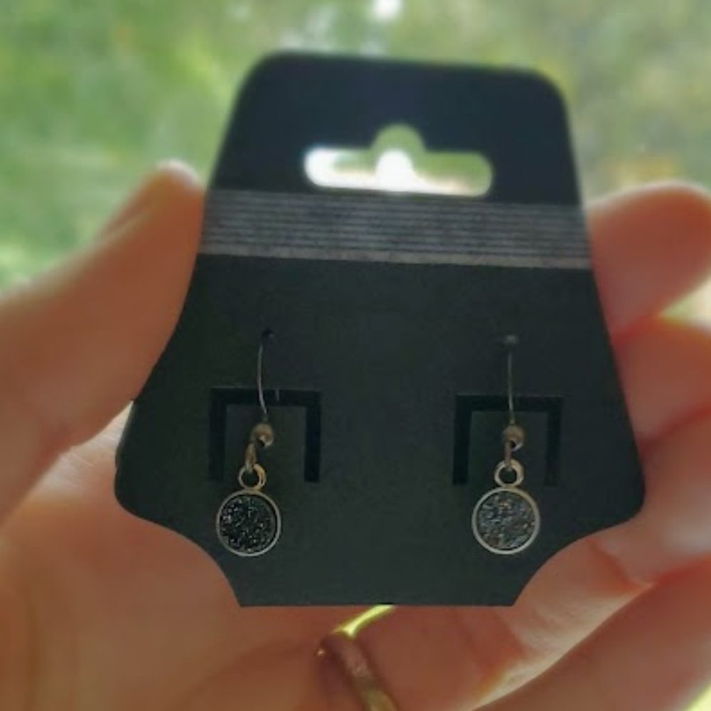 Elegant Druzy Coin Earrings. Handmade! Stainless Steel Hooks.